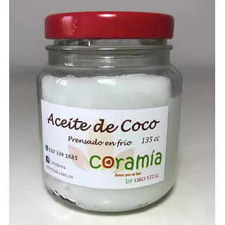 Aceite de Coco Prensado de Frio 100% Orgánico x 130 Cc