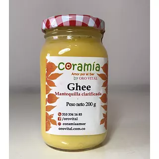Mantequilla Clarificada Ghee 100% Orgánica de Cundinamarca x 200 Gr.