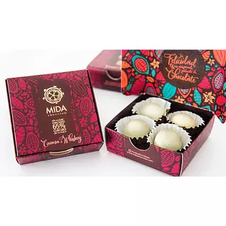 Caja x 4 Unidades de Trufas Mida Cacao Al 65% con Arándanos y Almendras.