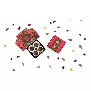 Caja x 4 Unidades 50gr de Trufas Mida Cacao 65% con Arándanos y Almendras.
