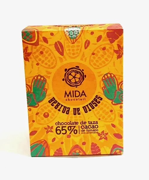 Chocolate de Mesa 65% Cacao Fino x 250gr con Almendras Tostadas.
