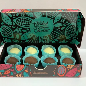 Chocolates, bombones, trufas, barras de cacao. 