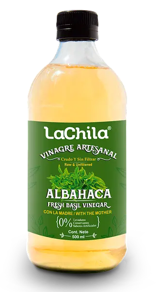 Vinagre Artesanal de Albahaca La Chila x 500 Ml