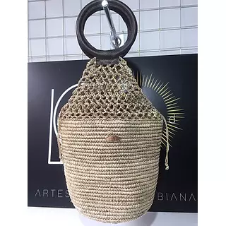 Bolso de Fique con Asa de Cuero Artesanal