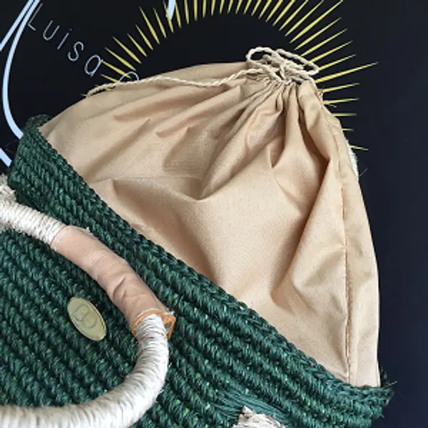Bolso de Fique con Asa de Fique Verde Artesanal.