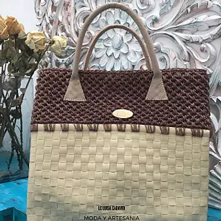 Bolso de Fique y Zuncho Color Beige Artesanal.