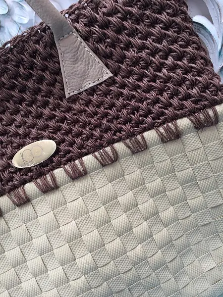 Bolso de Fique y Zuncho Color Beige Artesanal.