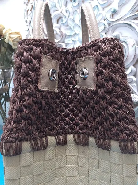 Bolso de Fique y Zuncho Color Beige Artesanal.