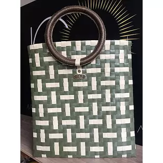 Bolso de Zuncho Beige con Verde Militar Artesanal