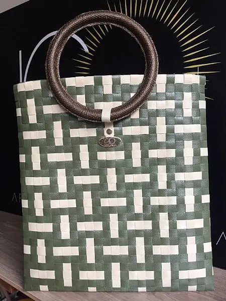 Bolso de Zuncho Beige con Verde Militar Artesanal