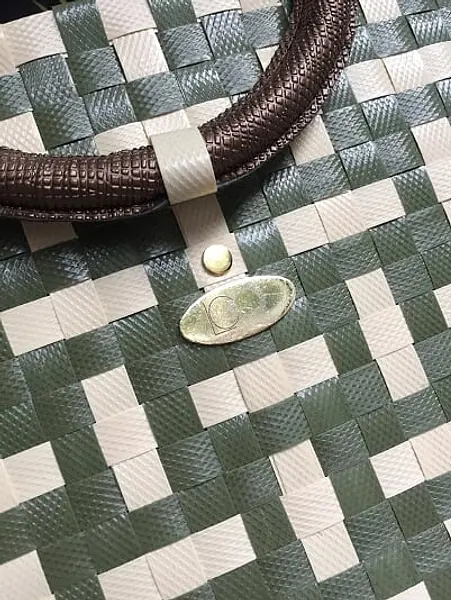 Bolso de Zuncho Beige con Verde Militar Artesanal