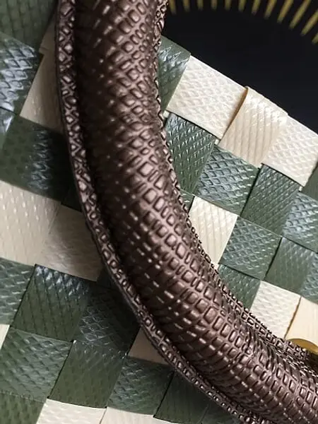 Bolso de Zuncho Beige con Verde Militar Artesanal