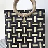 Bolso de Zuncho Beige con Negro con Asa de Cuero Artesanal