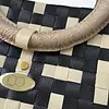 Bolso de Zuncho Beige con Negro con Asa de Cuero Artesanal