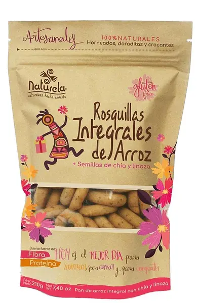 Rosquitas Integrales de Arroz con Semillas de Chía y Linaza.