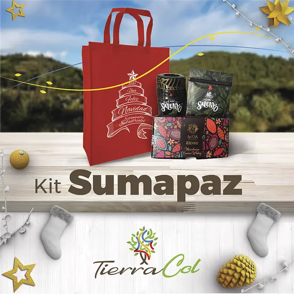 Kit de 4 Productos de Bolsa Ecológica Marcada Motivo Navidad