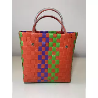 Canasta Típica de Zuncho Pequeña de Colores Variados