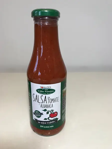 Salsa de Tomate 100% Natural con Albahaca, Libre de Azúcar y Conservantes.